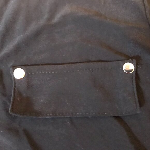 Tahari Black Blouse Top with Faux Pockets 3/4 Sleeves Size M - Picture 5 of 7